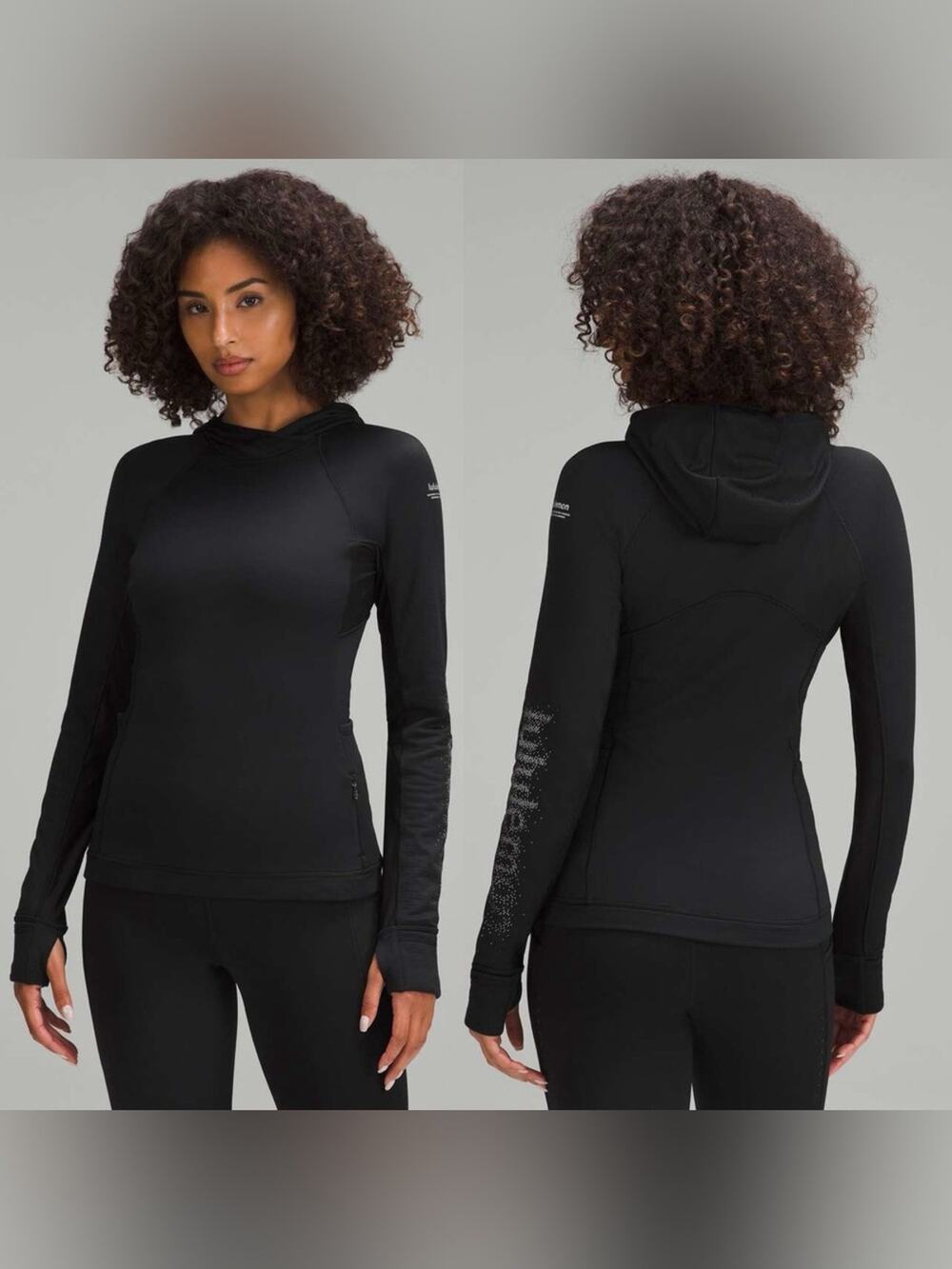 Lululemon Fleece Reflective Running Hoodie Long Sleeve Logo Top